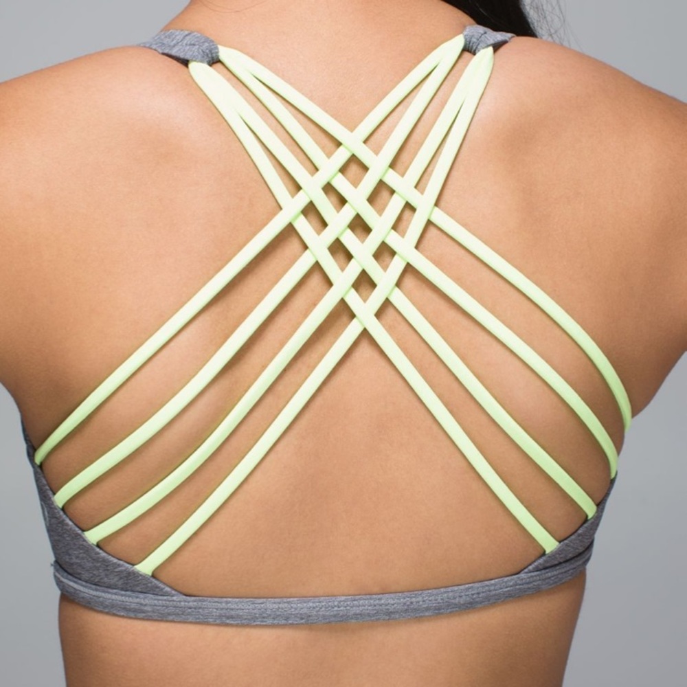 Lululemon Free To Be *Wild Bra Sz 4 (Heathered Slate / Clear Mint)
